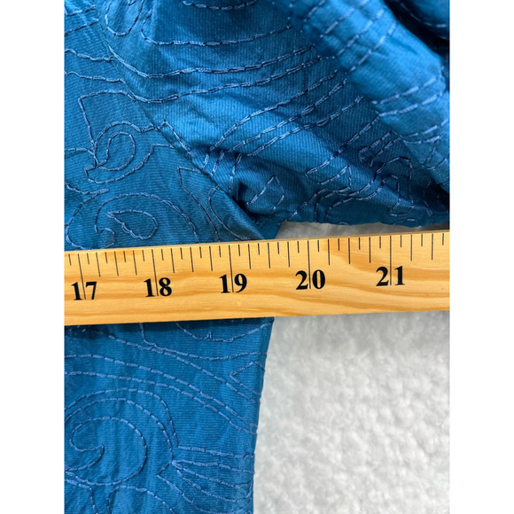 Chicos Womens Suit Jacket Blazer Blue Floral Embroidered Lined Pockets 1 M/8 - Picture 3 of 8